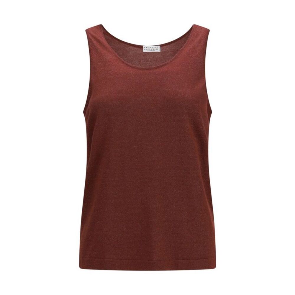 Brunello Cucinelli Red Cashmere Tank Women's Tops